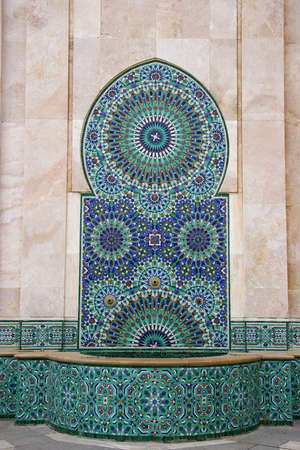 Mosaic and Fountain, Casablanca, Moroccoの写真素材