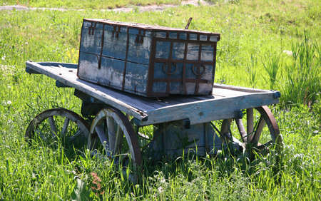 Old wagon with boxの写真素材
