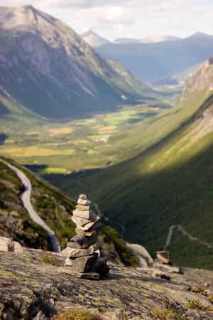 Rock Pile in front of valley, Norway
の写真素材
