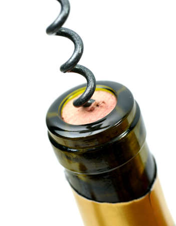 Wine bottle and corkscrewの写真素材