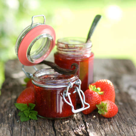 Strawberry jam with vanilla beansの写真素材