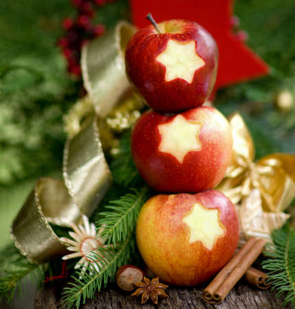 Christmas applesの写真素材