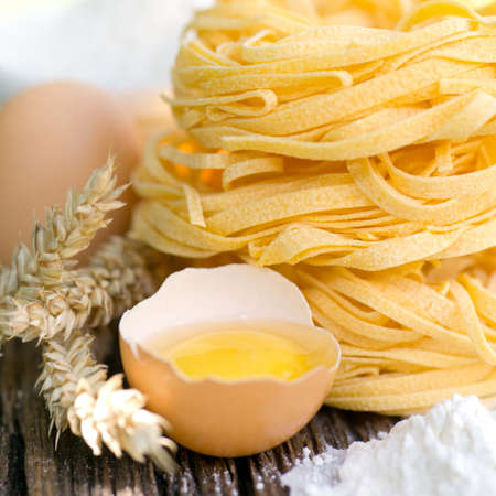 Frehs noodles with eggの写真素材