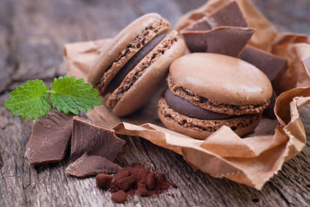 Macaroons with chocolateの写真素材