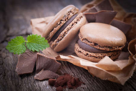 Macaroons with chocolateの写真素材