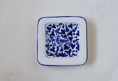 square plate with Gzhel paintingの写真素材