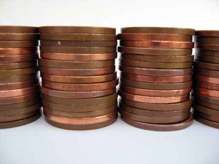 closeup stack of coinsの写真素材