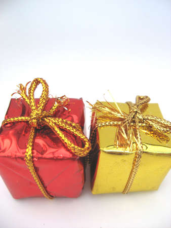 christmas parcels on a white backgroundの写真素材