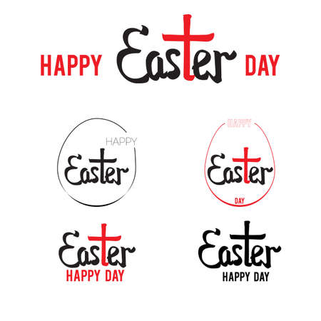 easter, hand lettering, happy easter, happy easter text, happy easter card, graphic design easter egg, easter sunday, easter day, easter background, easter card, vector illustrationのイラスト素材