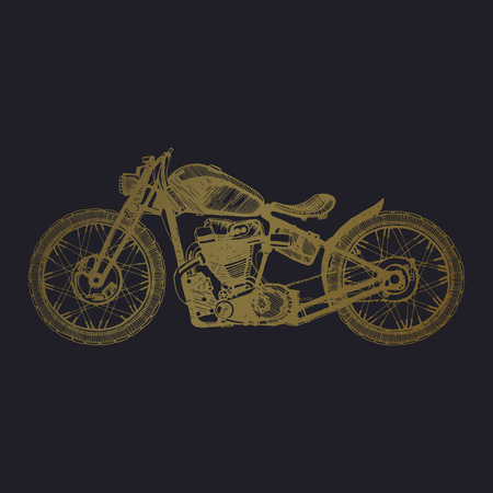 retro motorcycle and lettering text custom,classicのイラスト素材