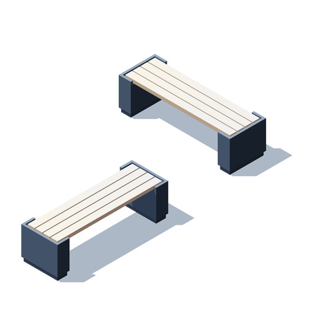 Park bench for infographic and game design. Isometric illustration with shadowsのイラスト素材
