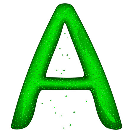 Glass letter (A) with drops on white backgroundのイラスト素材