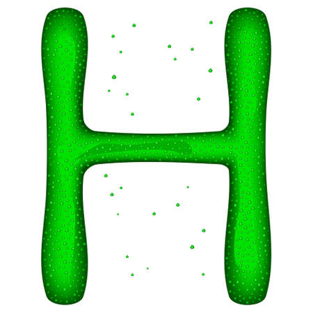 Glass letter (H) with drops on white backgroundのイラスト素材