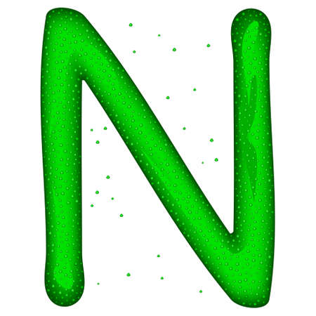 Glass letter (N) with drops on white backgroundのイラスト素材