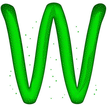 Glass letter (W) with drops on white backgroundのイラスト素材