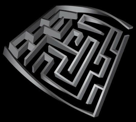 Deformed labyrinth 3d on a black backgroundのイラスト素材