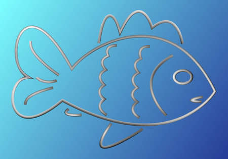 Fish out of steel wire swimming in the waterのイラスト素材