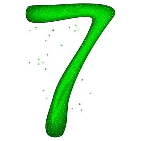 Glass number seven with drops on white backgroundのイラスト素材