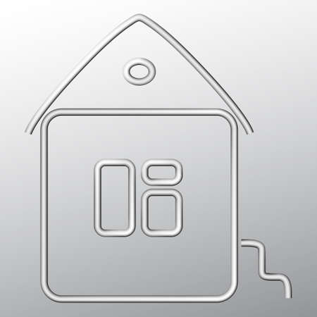 House out of steel wire with a gray backgroundのイラスト素材