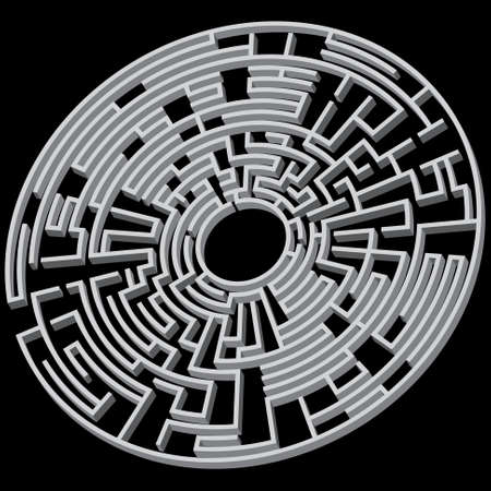 Round maze 3d on a black backgroundのイラスト素材