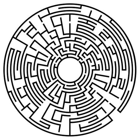 Black round maze on a white backgroundのイラスト素材