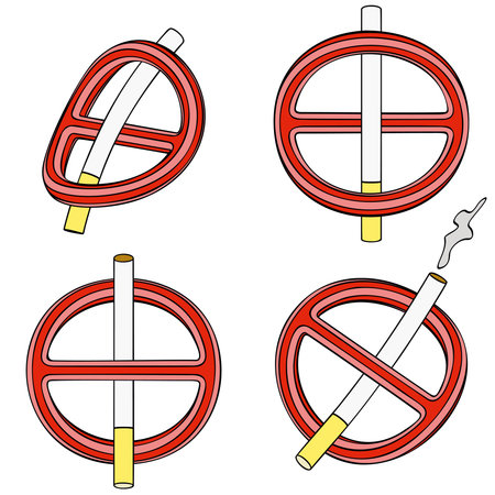 It is forbidden to smoke on a white background  four 3d sign のイラスト素材