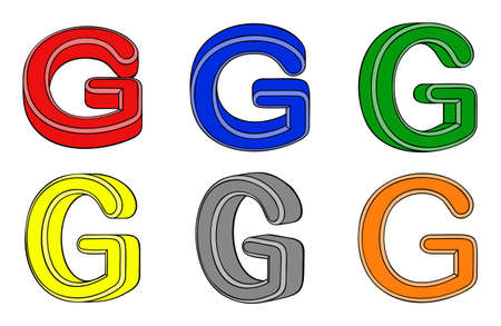 Six letter  G  3d on white backgroundのイラスト素材