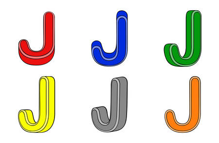 Six letter  J  3d on white backgroundのイラスト素材