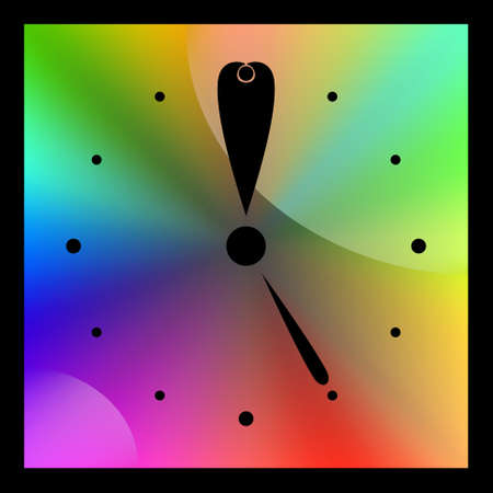 Square clock on a multi-colored gradient backgroundのイラスト素材