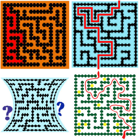 Four square maze (9x9) with help on a white backgroundのイラスト素材
