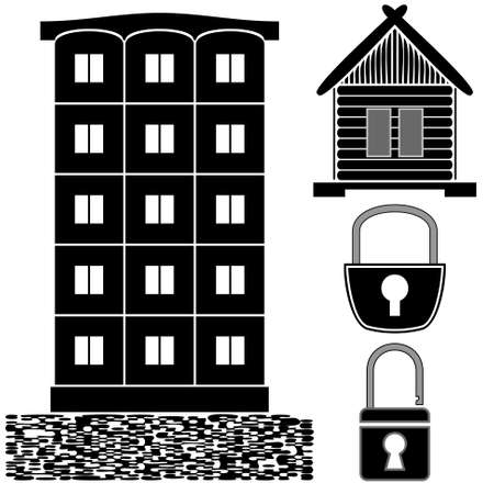 Home and lock on a white backgroundのイラスト素材