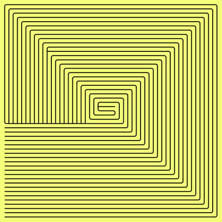 Black square maze (50x50) on a yellow backgroundのイラスト素材