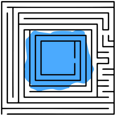 Black square maze (20x20) on a white backgroundのイラスト素材