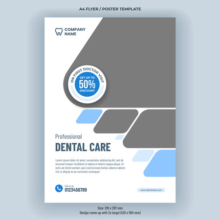 Medical dental care banner A4 flyer or poster template designのイラスト素材