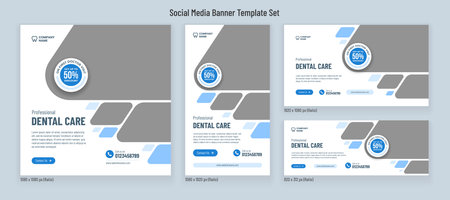 Medical dental care banner social media post template or flyer designのイラスト素材
