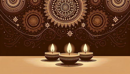 Happy Diwali festival of lights background with diwali diyaの素材