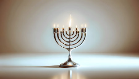 Image of jewish holiday Hanukkah with menorah (traditional candelabra)の素材
