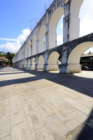 Carioca Aqueduct, a historical colonial structure in Lapa District of Rio de Janeiro, Brazilの写真素材