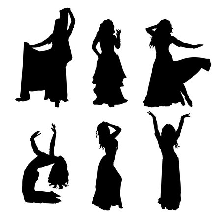 Set of belly dance silhouettes vector design, isolated white background , simple vector designのイラスト素材