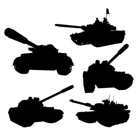 Set of vector steel tank silhouettes	, isolated white background , simple vector designのイラスト素材