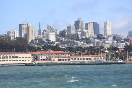 San Francisco city from Pacific oceanの写真素材