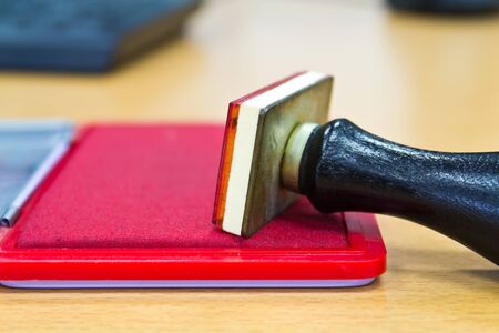 Red rubber stamp prepare to useの写真素材