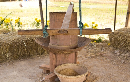 Vintage handmade rice wood machineのeditorial素材