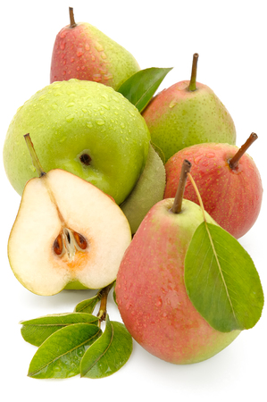 Six ripe pears, Isolated, White Background, Organicの写真素材
