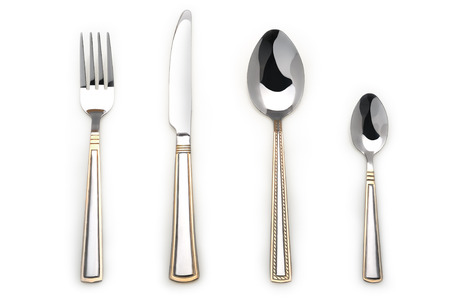 Silverware Set with Fork, Knife, and two Spoonの写真素材