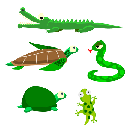 various reptiles cartoon vectorのイラスト素材