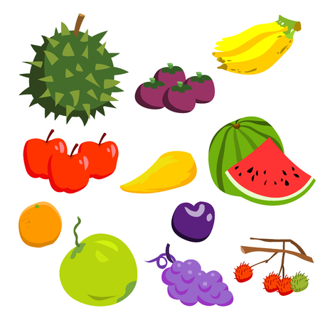 various fruits cartoon vectorのイラスト素材