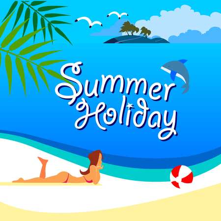 Summer holiday beach background posterのイラスト素材