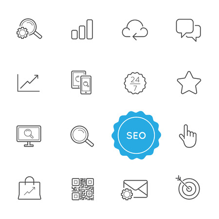 Set of Seo Search Engine Optimization Vector Illustration Elements can be used as Logo or Icon in premium qualityのイラスト素材