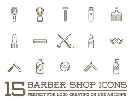 Set of Vector Barber Shop Elements and Shave Shop Icons Illustration can be used as Logo or Icon in premium qualityのイラスト素材